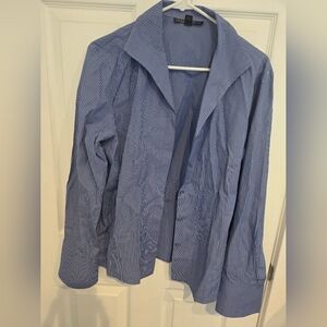 Lafayette 148 New York Blue Striped Women's Shirt Size 14